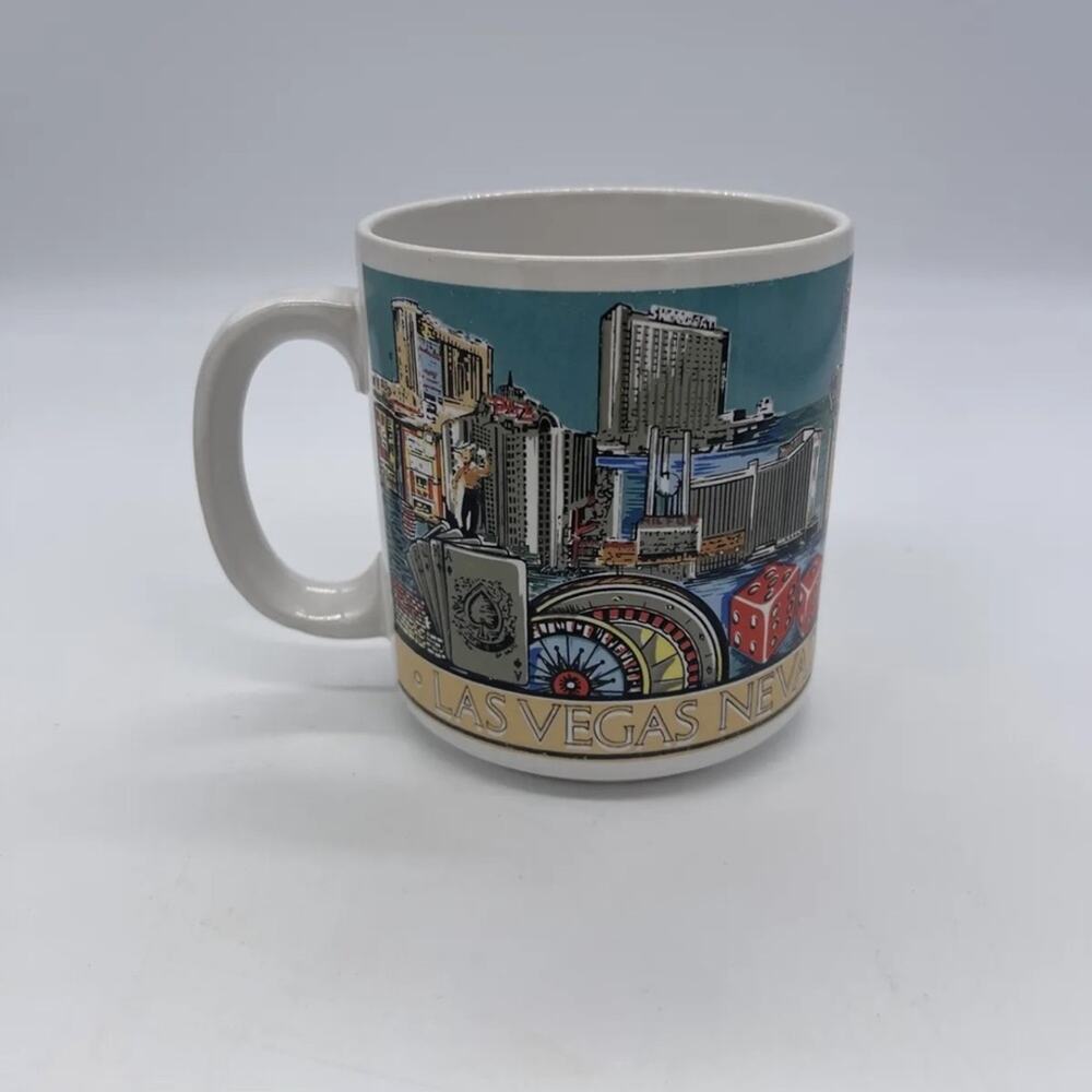 Las Vegas Nevada Vintage Vegas Strip Ceramic Coffee Mug Caesars, Nugget 1984